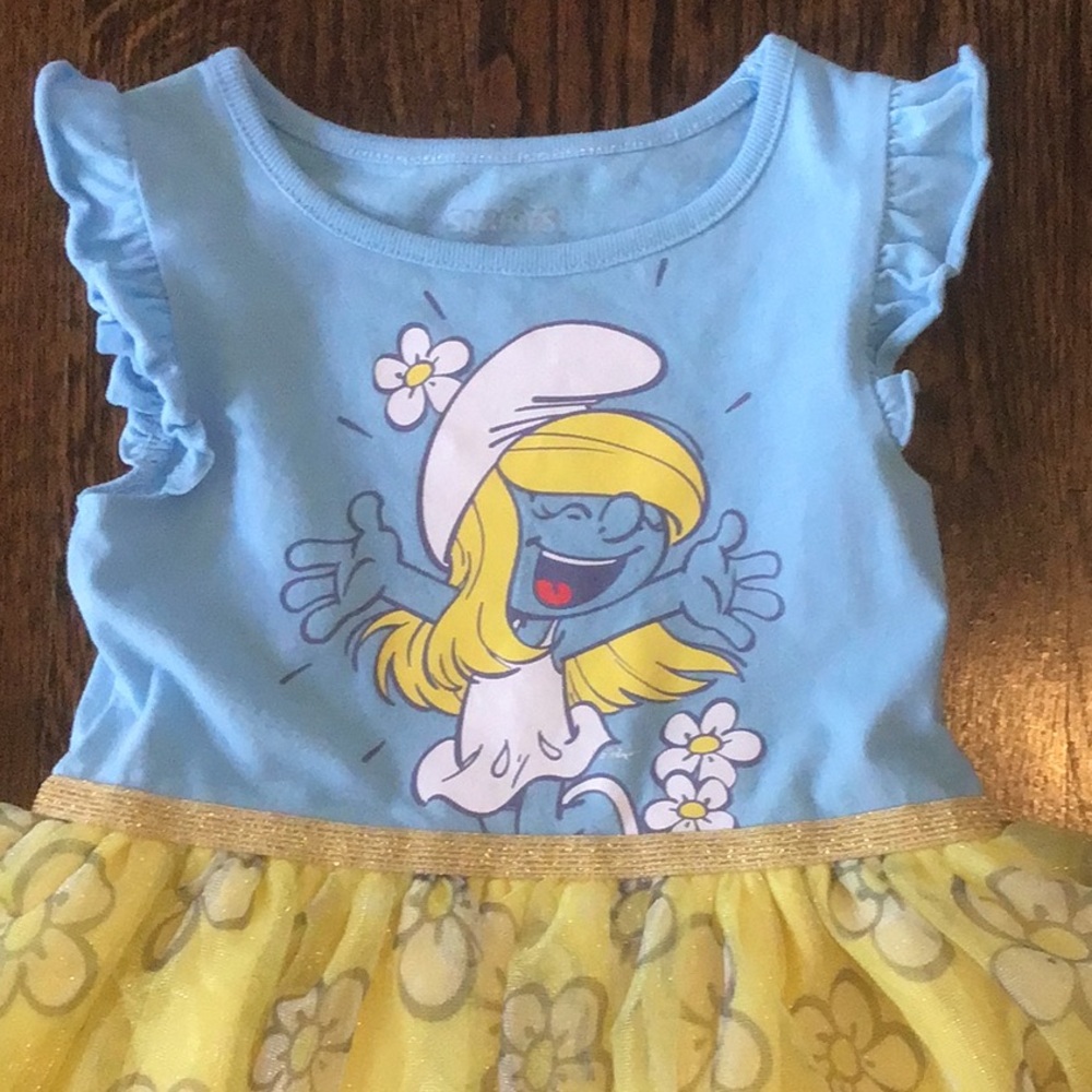 💛SMURFS Blue and Yellow Smurfette Dress - Sz 3T - Picture 5 of 11